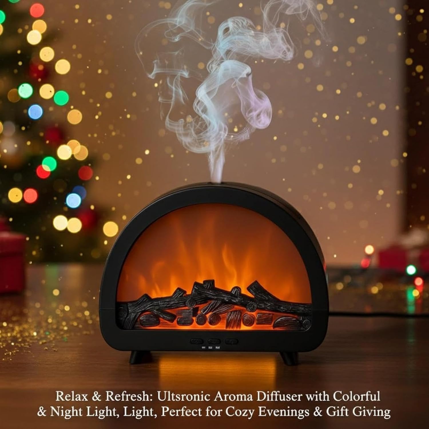 Luxury Fireplace Aroma Diffuser with LED Flame Effect