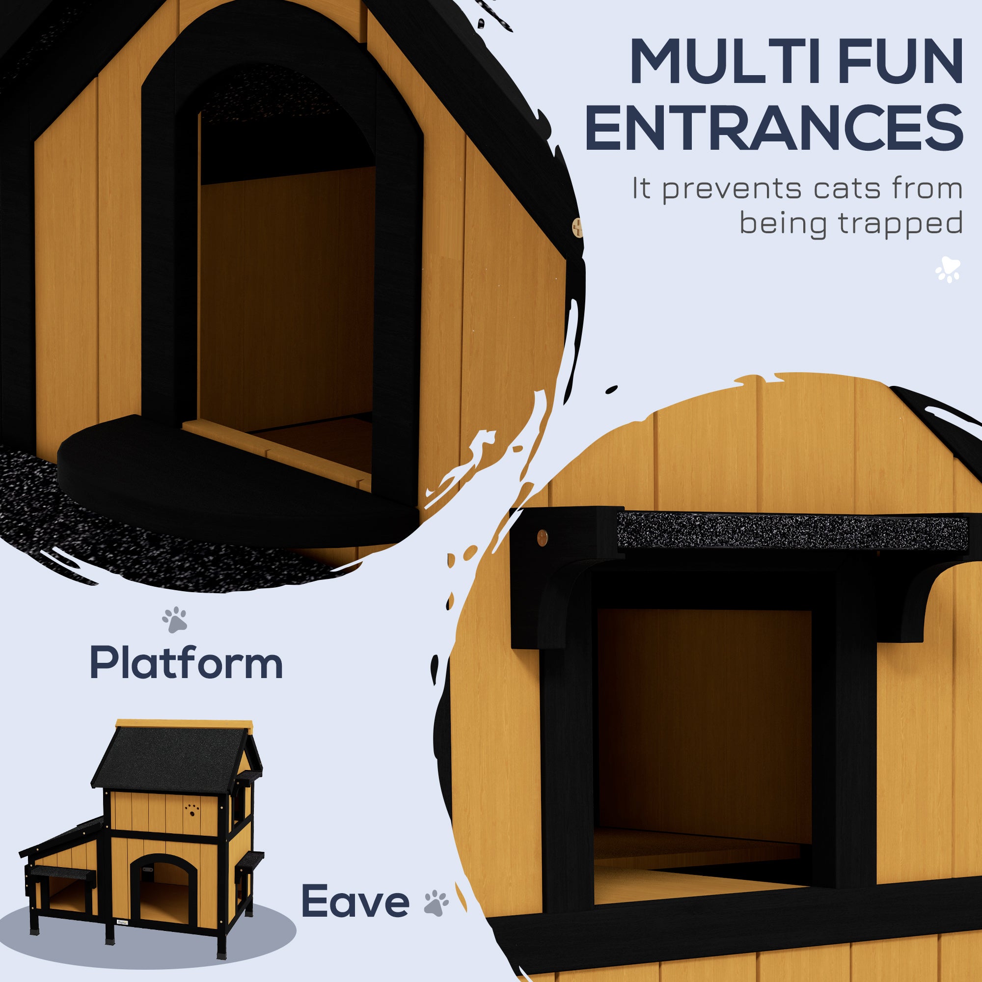 Premium Outdoor Wooden Cat House with Flower Box