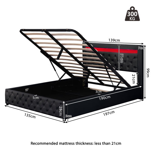 Luxury Upholstered Storage Bed with LED Lighting