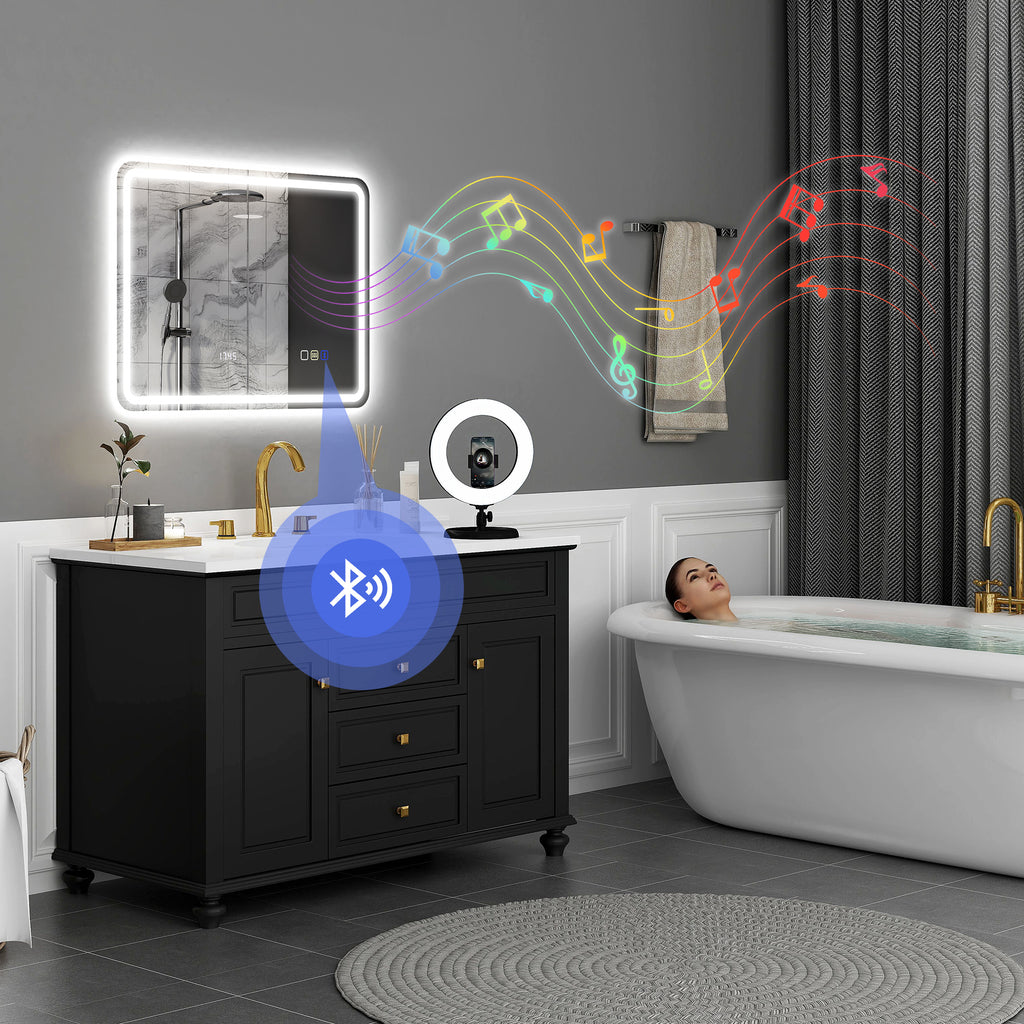 Luxury Smart LED Bathroom Mirror with Bluetooth & Anti-Fog 80x60cm