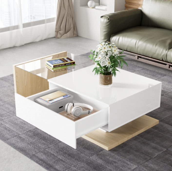 Premium High Gloss Coffee Table with LED Lights & Storage