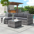 Premium PE Rattan Garden Lounge Set - 3 Piece Patio Furniture