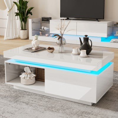 Modern RGB LED Coffee Table with Storage