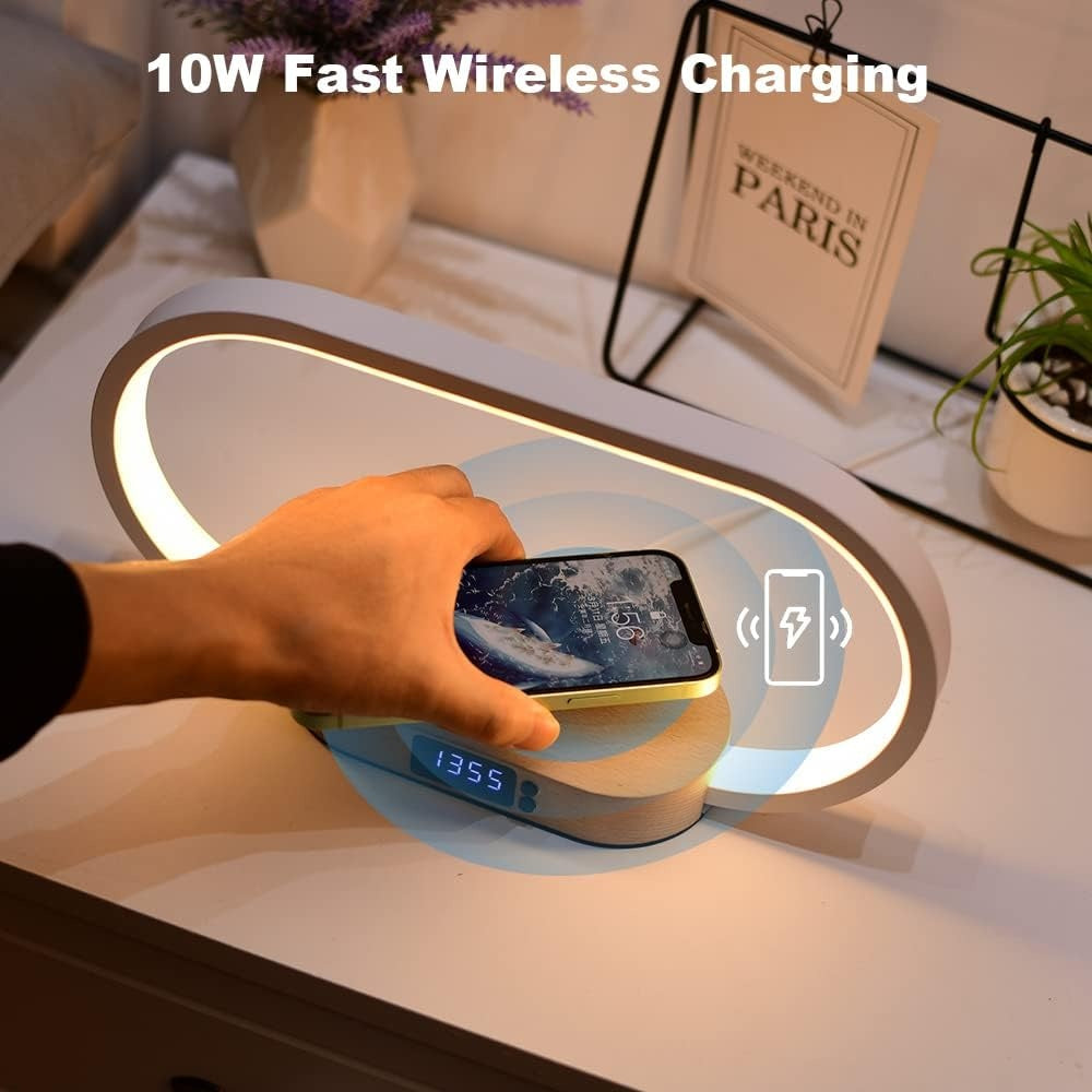 Smart Bedside Lamp with Wireless Charger