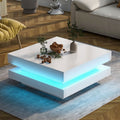 Modern High Gloss Coffee Table with 360° Rotating Top & LED Lights