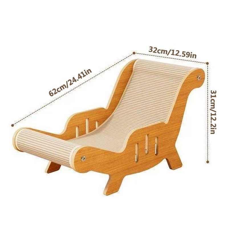 Luxury Wooden Cat Lounge Chair with Sisal Scratcher Bed