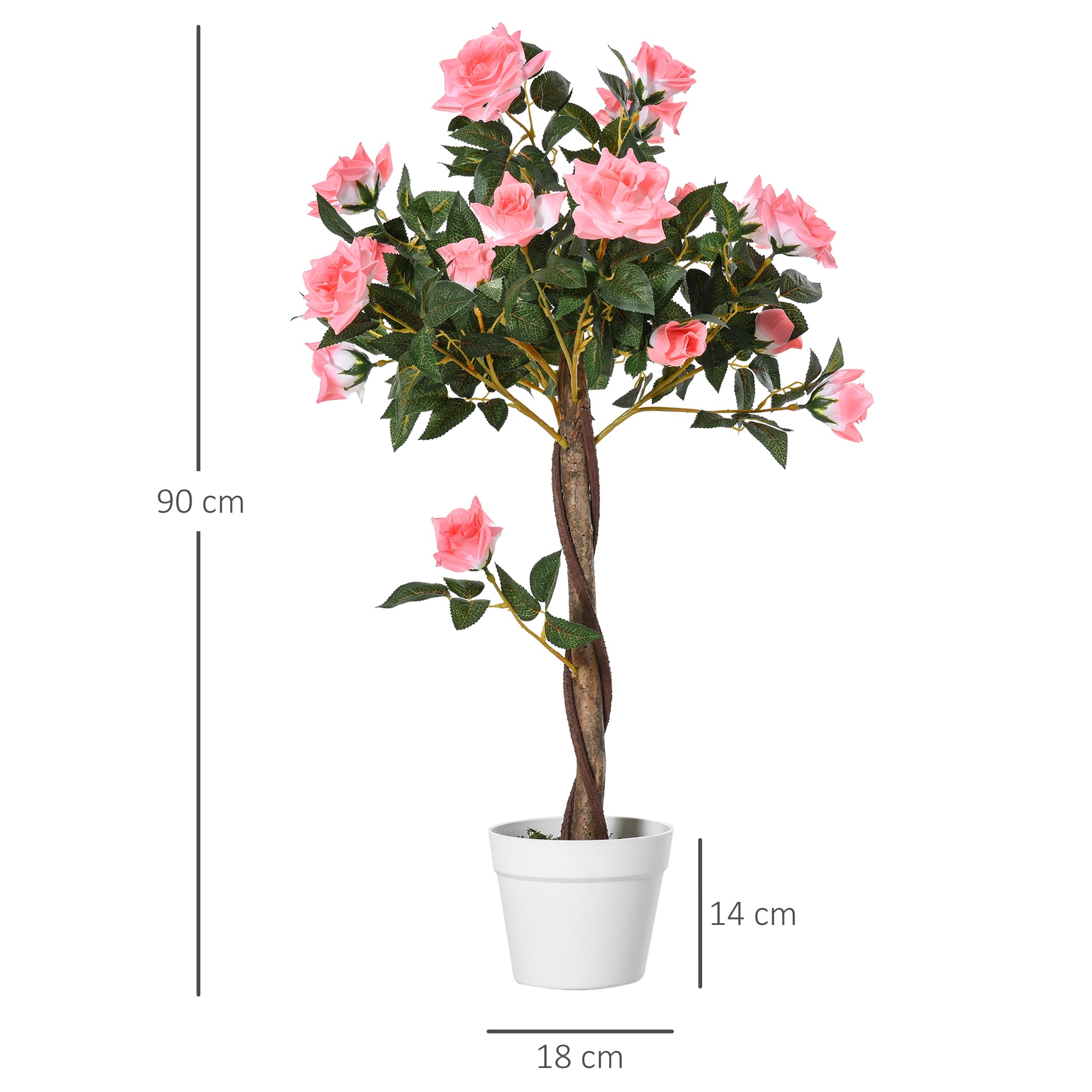 Luxury Artificial Pink Rose Tree - 90cm