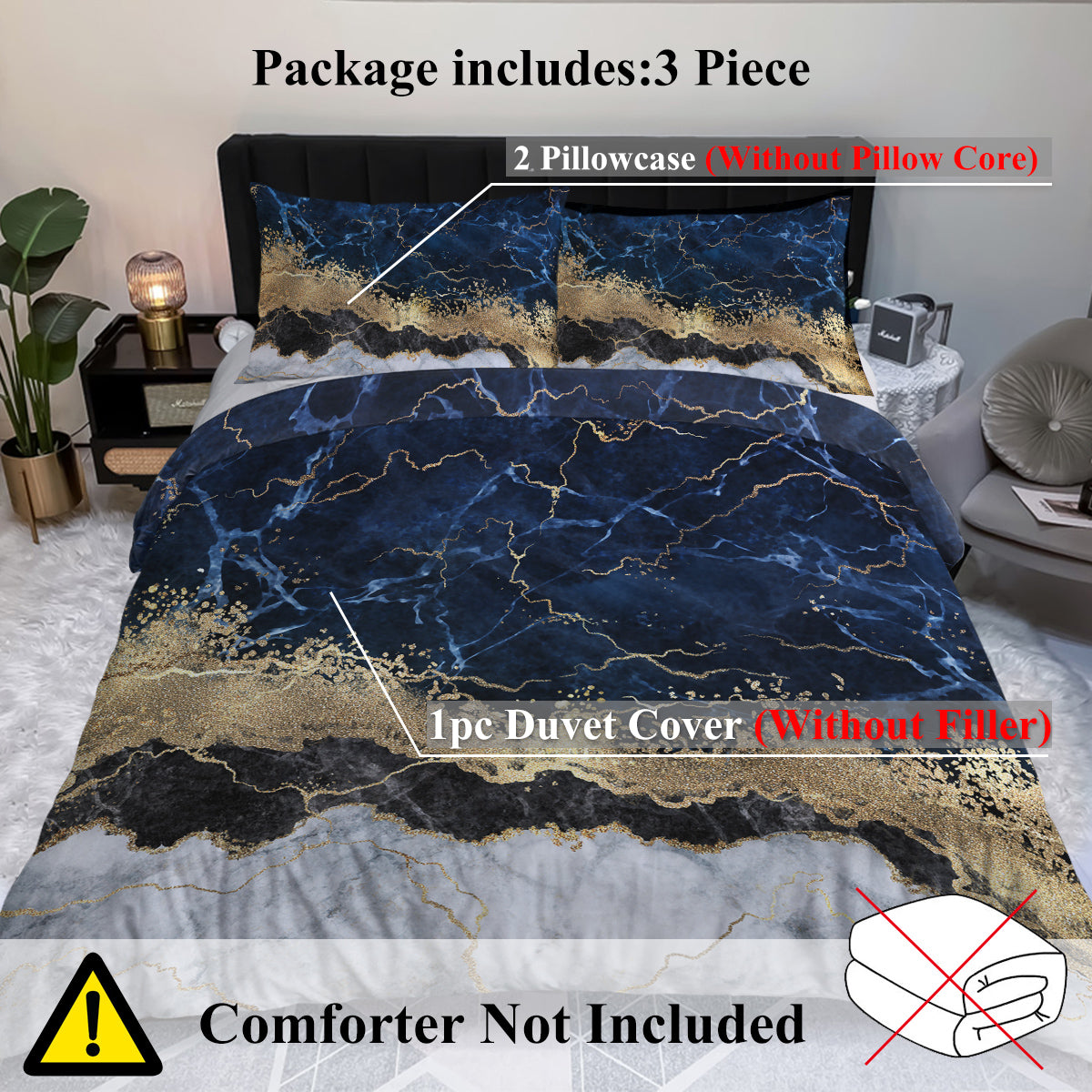 Marble Effect Luxury Bedding Set