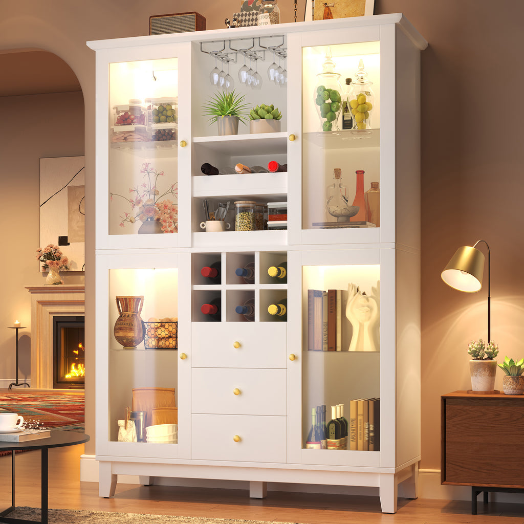 Smart LED Wine Cabinet | App-Controlled Lighting | Glass Display | Wine Rack | White