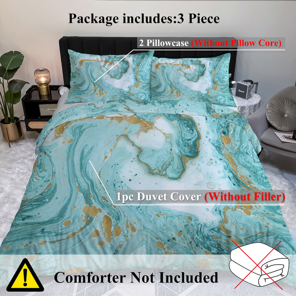 Luxury Marble Bedding Set - Mint & Gold Edition