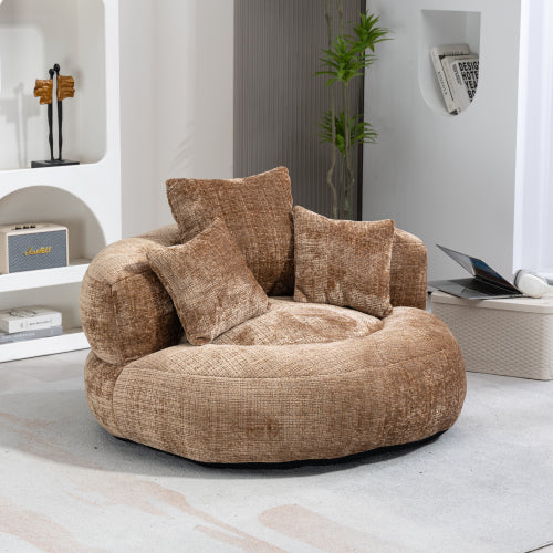 Luxury Chenille Lounge Chair with Pillows
