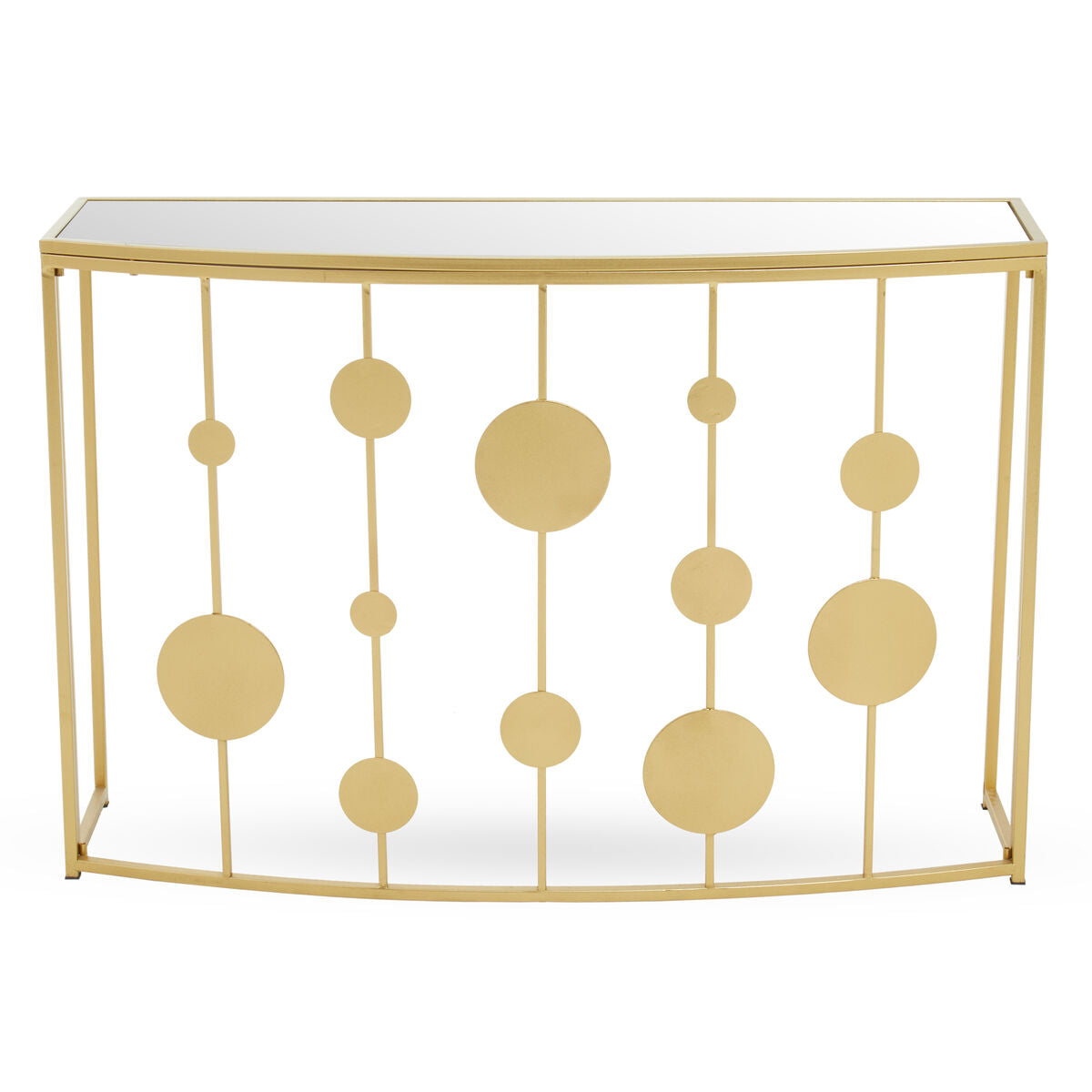Farran Champagne Gold Finish Console Table with Mirrored Top