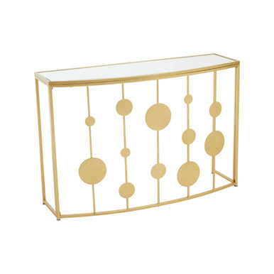 Farran Champagne Gold Finish Console Table with Mirrored Top