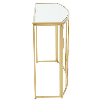 Farran Champagne Gold Finish Console Table with Mirrored Top
