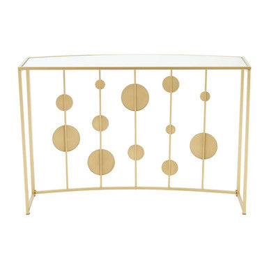 Farran Champagne Gold Finish Console Table with Mirrored Top