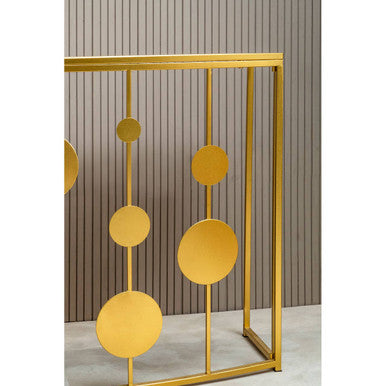 Farran Champagne Gold Finish Console Table with Mirrored Top