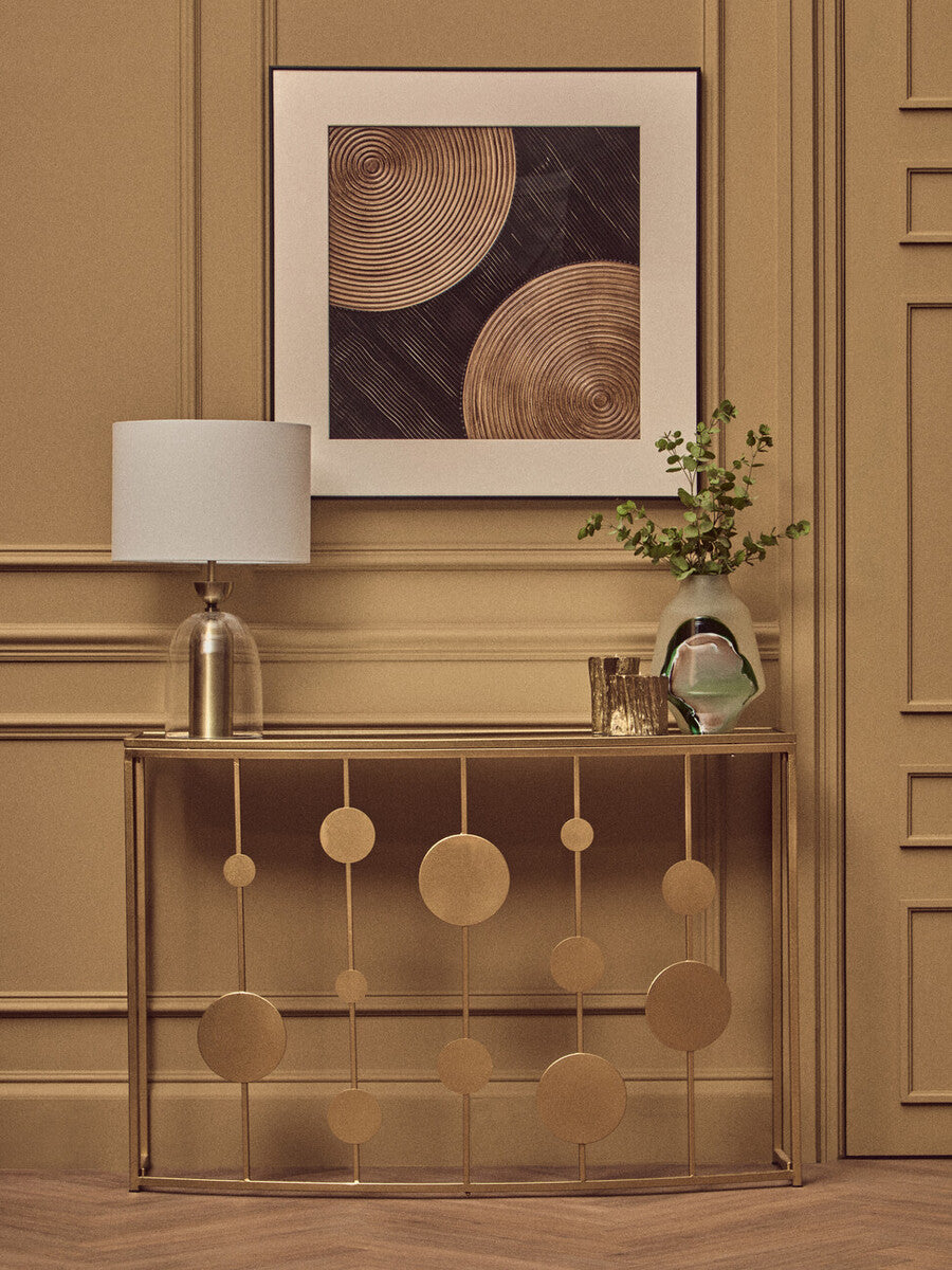 Farran Champagne Gold Finish Console Table with Mirrored Top