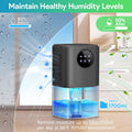 Ultra Quiet Portable Dehumidifier 1.7L with Timer & Night Light
