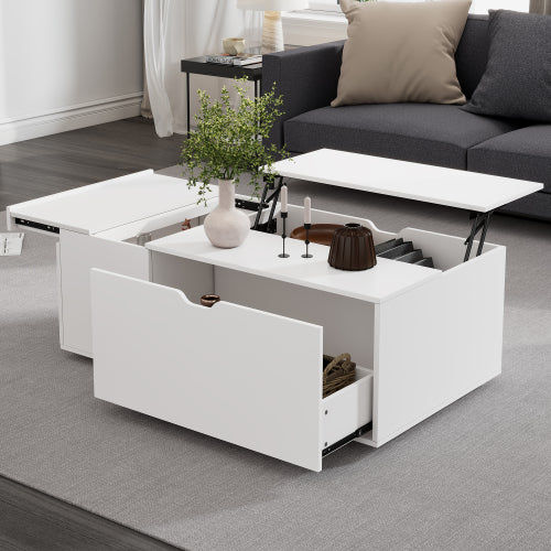 Modern Lift-Top Coffee Table with Hidden Storage & Drawer