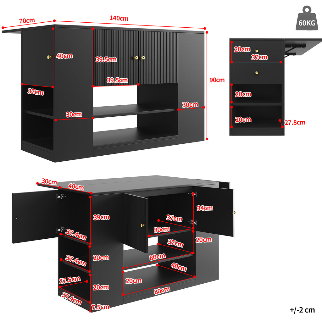 Modern Luxury Kitchen Island Cabinet with Storage Shelves