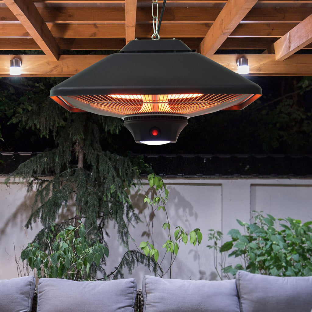 Hanging Patio Heater | 2000W Electric | Remote Control | Adjustable Heat | Black