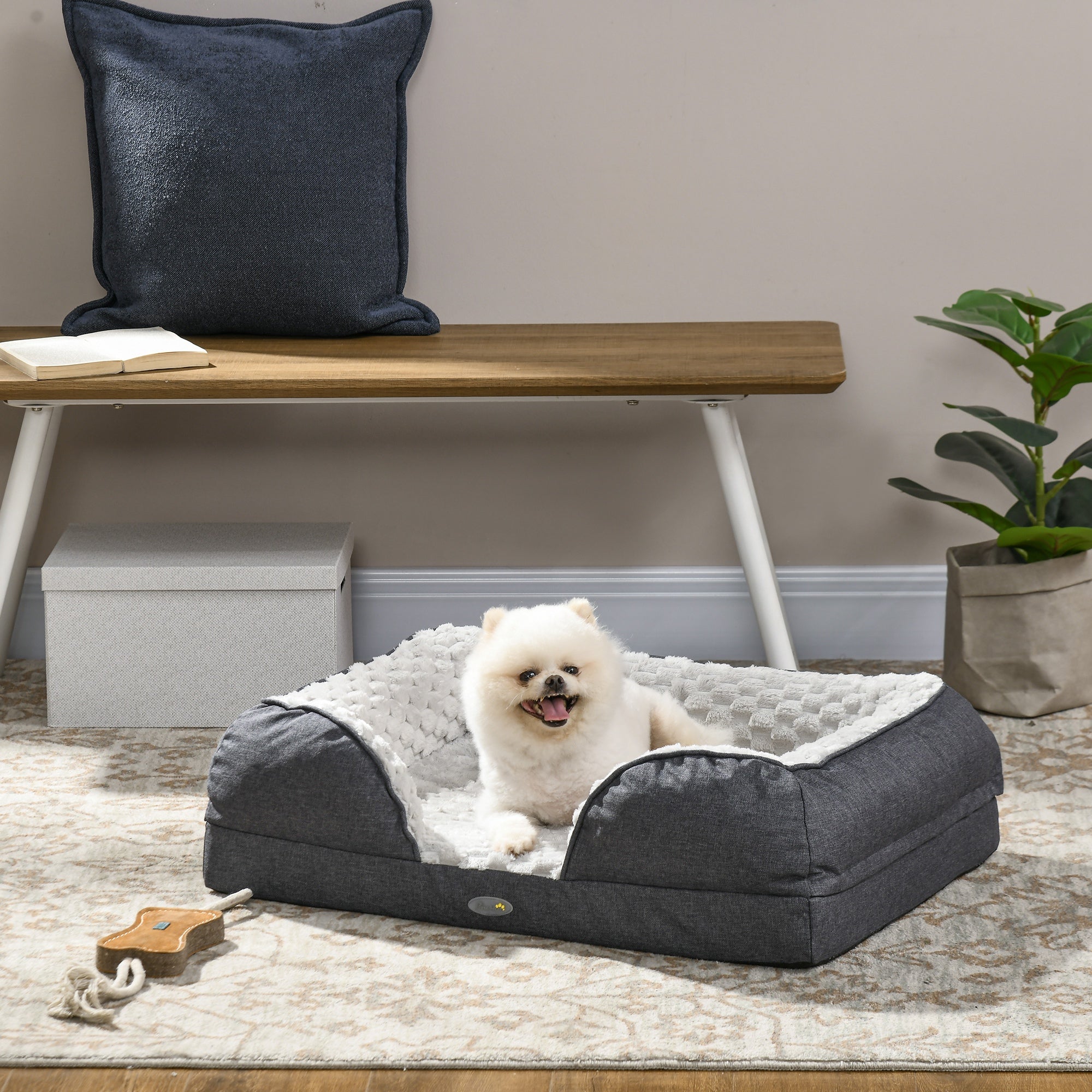 Luxury Calming Dog Bed with Removable Cover & Anti-Slip Base