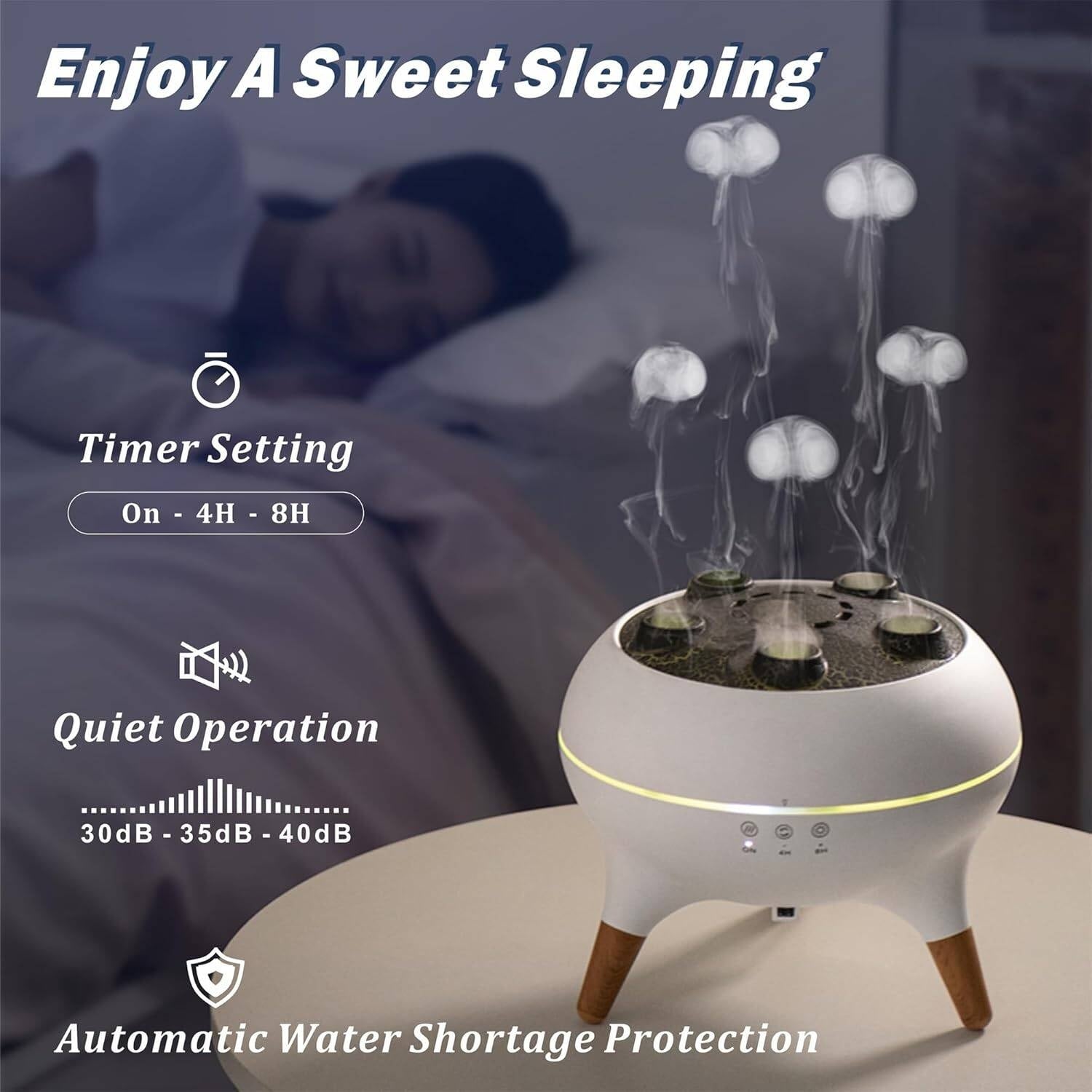 Luxury Jellyfish Aroma Diffuser with Ambient Light & Music Sync