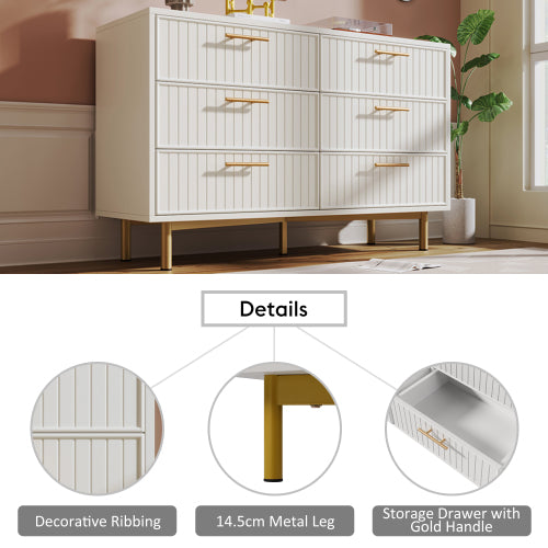 Modern Luxury Sideboard Cabinet with 6 Drawers