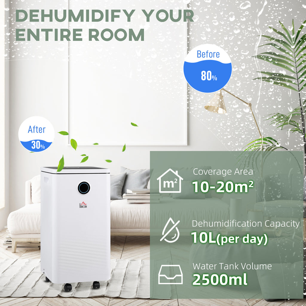 Smart Dehumidifier for Home & Laundry 10L/Day 2.5L Tank