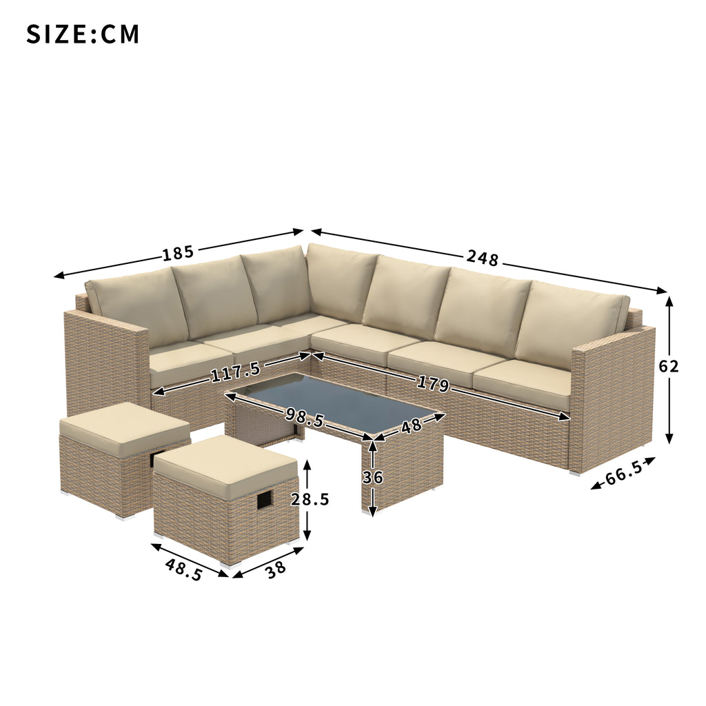 Luxury Rattan Garden Corner Sofa Set with Coffee Table