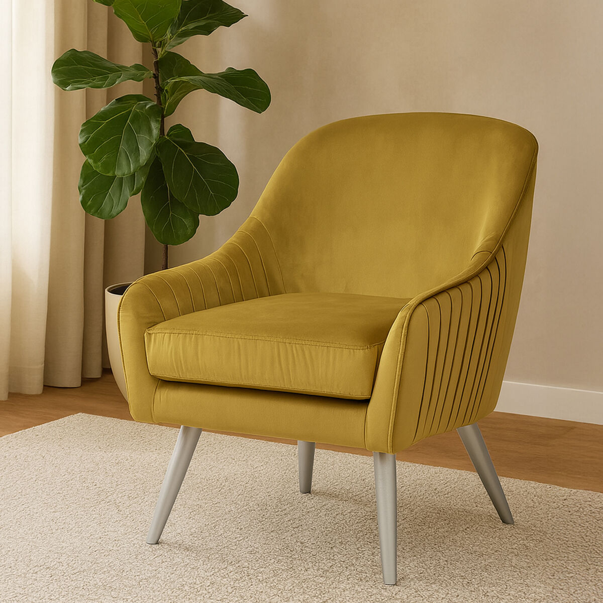 Louxor Mustard Velvet Armchair