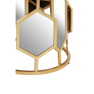 Rio Mirrored Top and Gold Finish Round Side Table