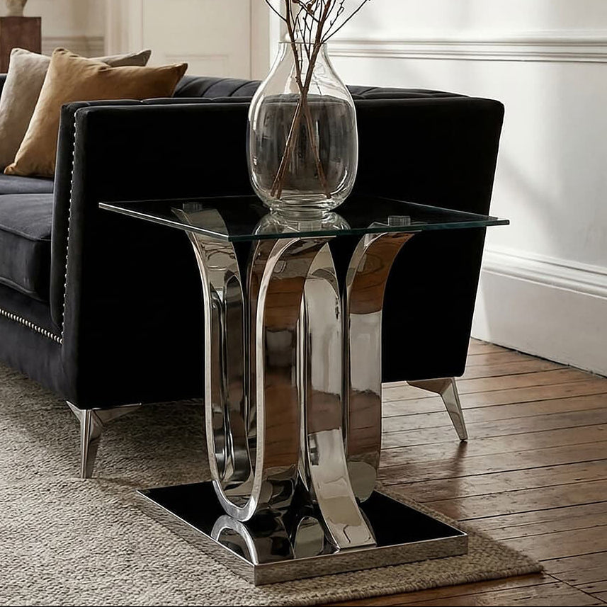 Allure Curved Base Glass Side Table