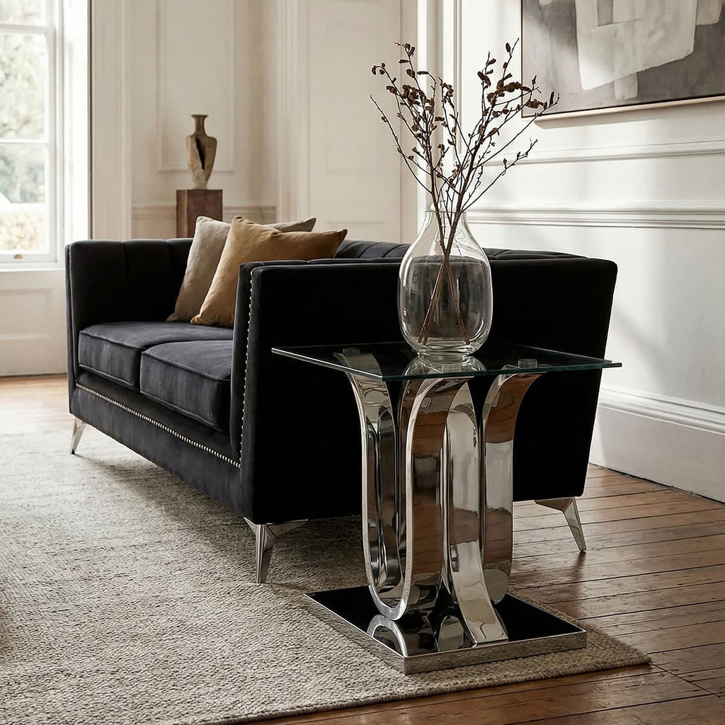 Allure Curved Base Glass Side Table