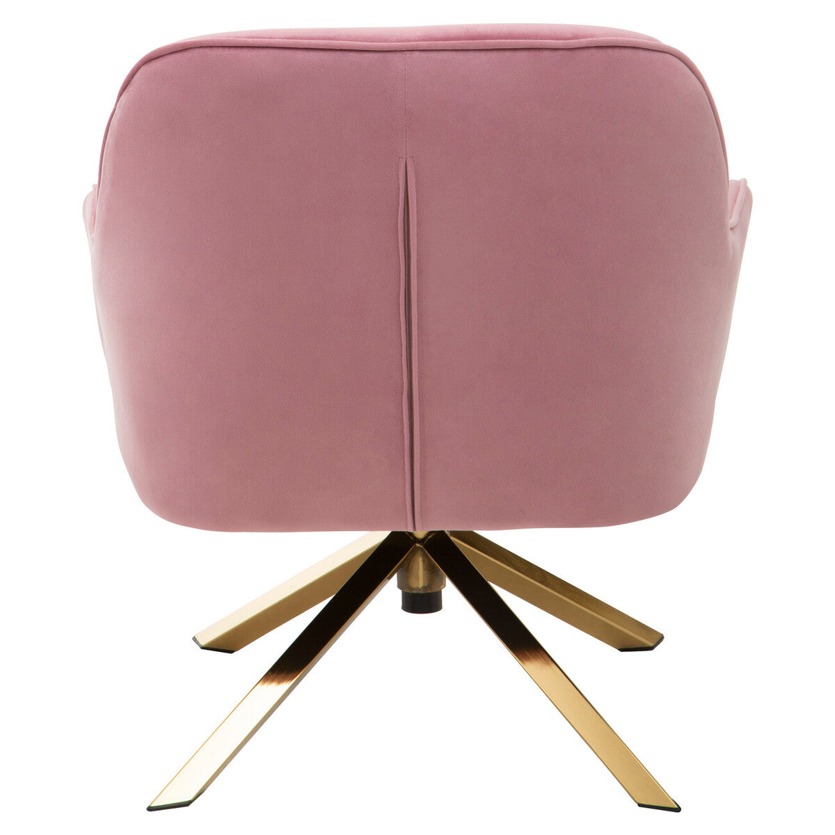 Avery Pink Velvet Swivel Chair with Brushed Gold Finish Base