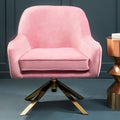 Avery Pink Velvet Swivel Chair with Brushed Gold Finish Base