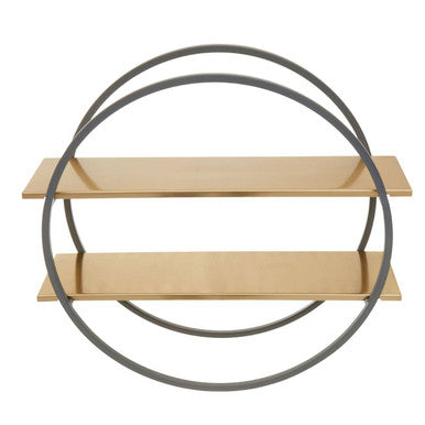 Korba Matte Gold Finish and Grey 2 Tier Wall Shelf