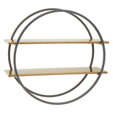 Korba Matte Gold Finish and Grey 2 Tier Wall Shelf