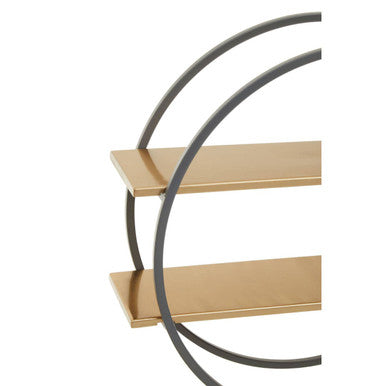 Korba Matte Gold Finish and Grey 2 Tier Wall Shelf