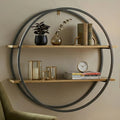 Korba Matte Gold Finish and Grey 2 Tier Wall Shelf