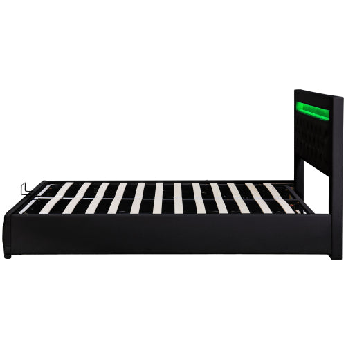 Luxury Upholstered Storage Bed with LED Lighting