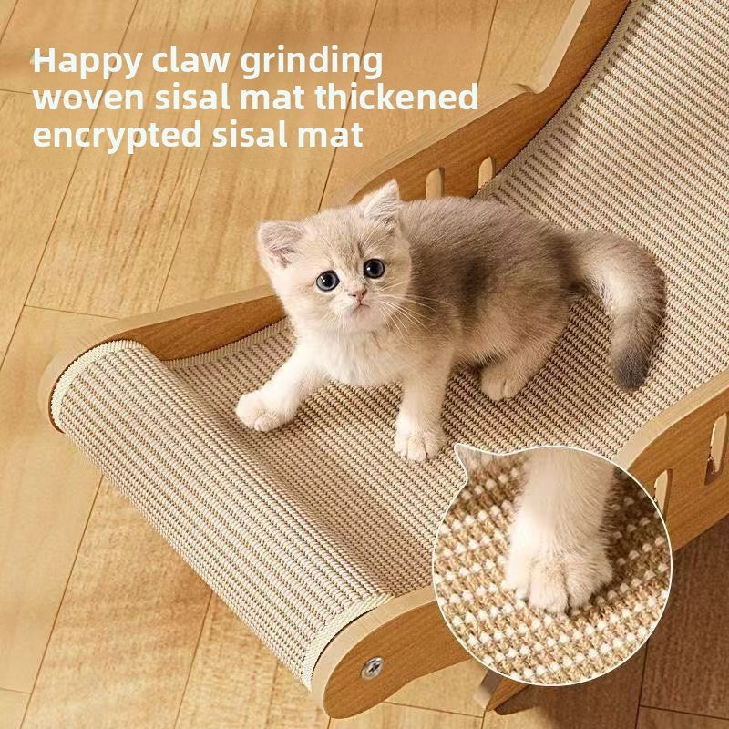 Luxury Wooden Cat Lounge Chair with Sisal Scratcher Bed
