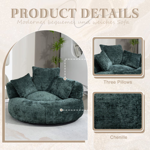 Luxury Chenille Lounge Chair with Pillows