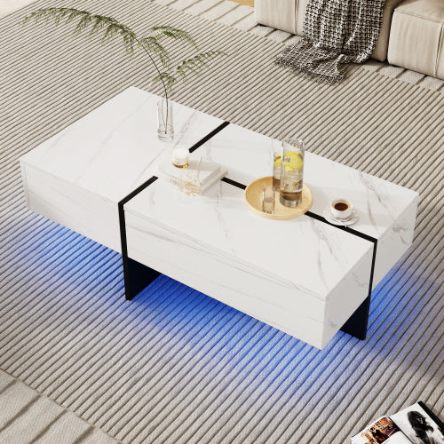 Modern LED Coffee Table with Drawers & App Control