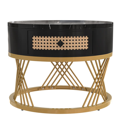 Modern Marble Effect Nesting Coffee Table Set with Gold Legs