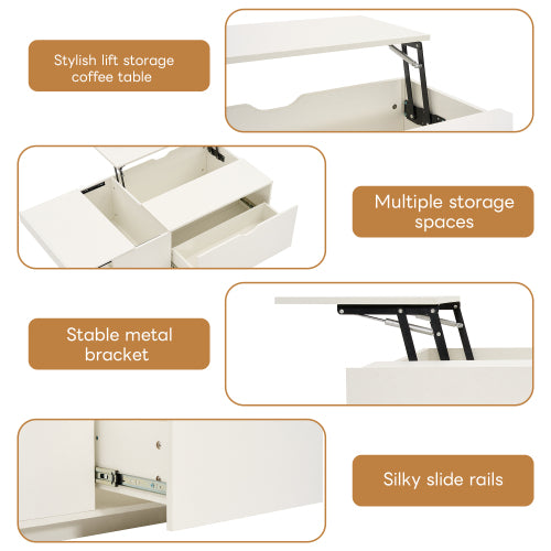 Modern Lift-Top Coffee Table with Hidden Storage & Drawer