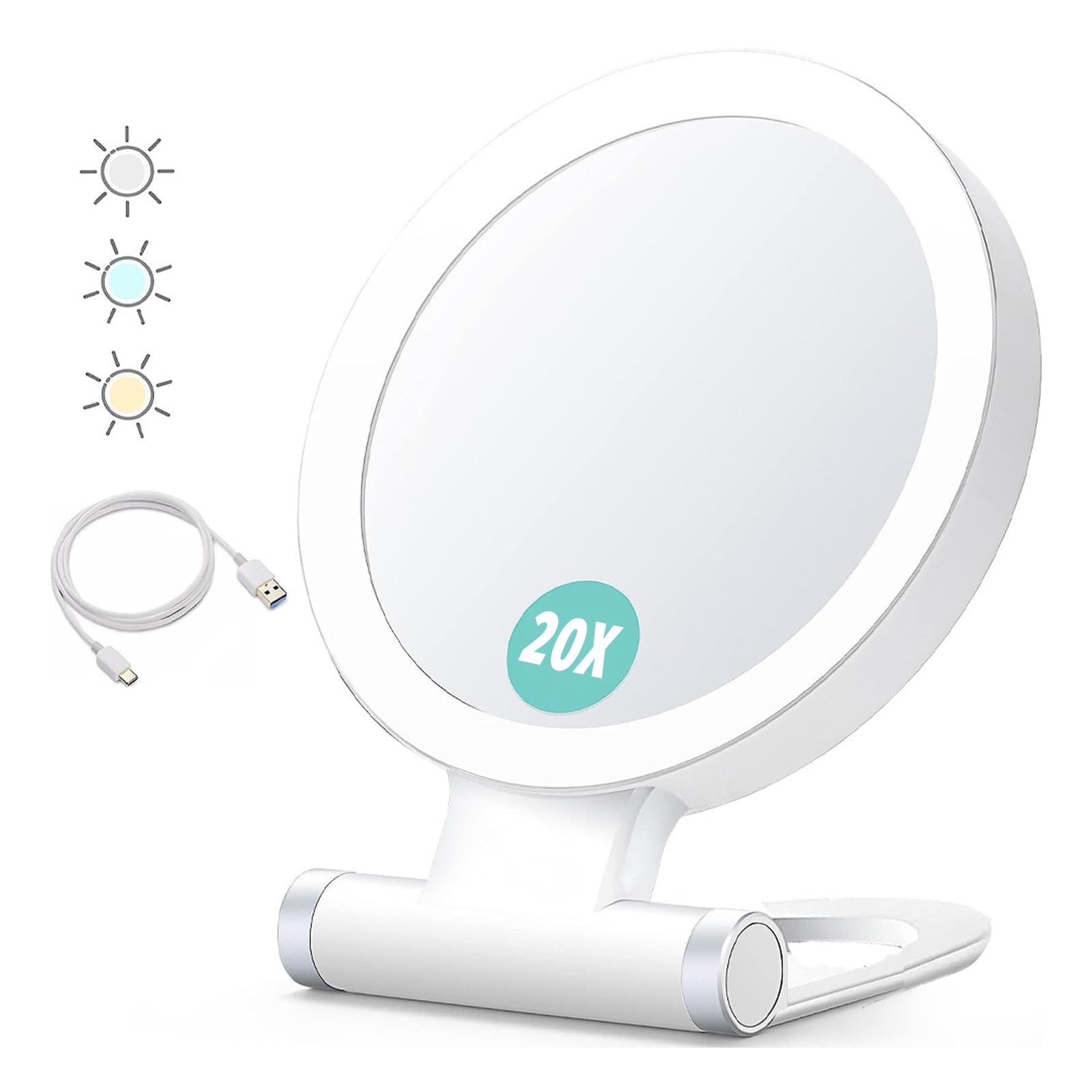 LED Makeup Mirror with 20x Magnifying Glass