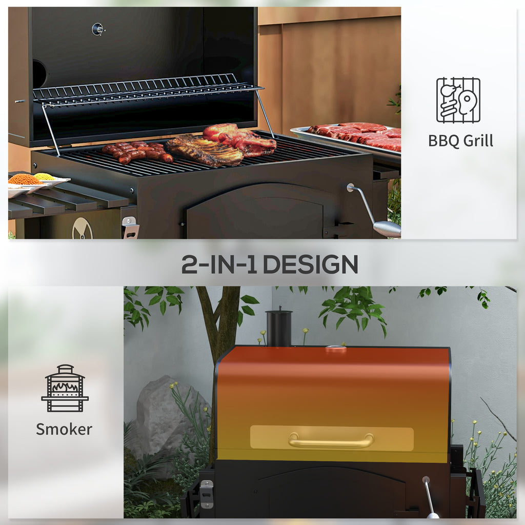 Premium Charcoal BBQ Grill with Shelves