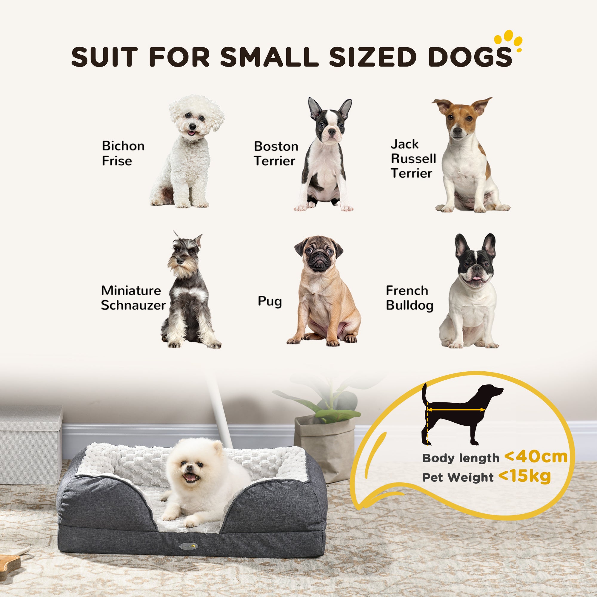 Luxury Calming Dog Bed with Removable Cover & Anti-Slip Base