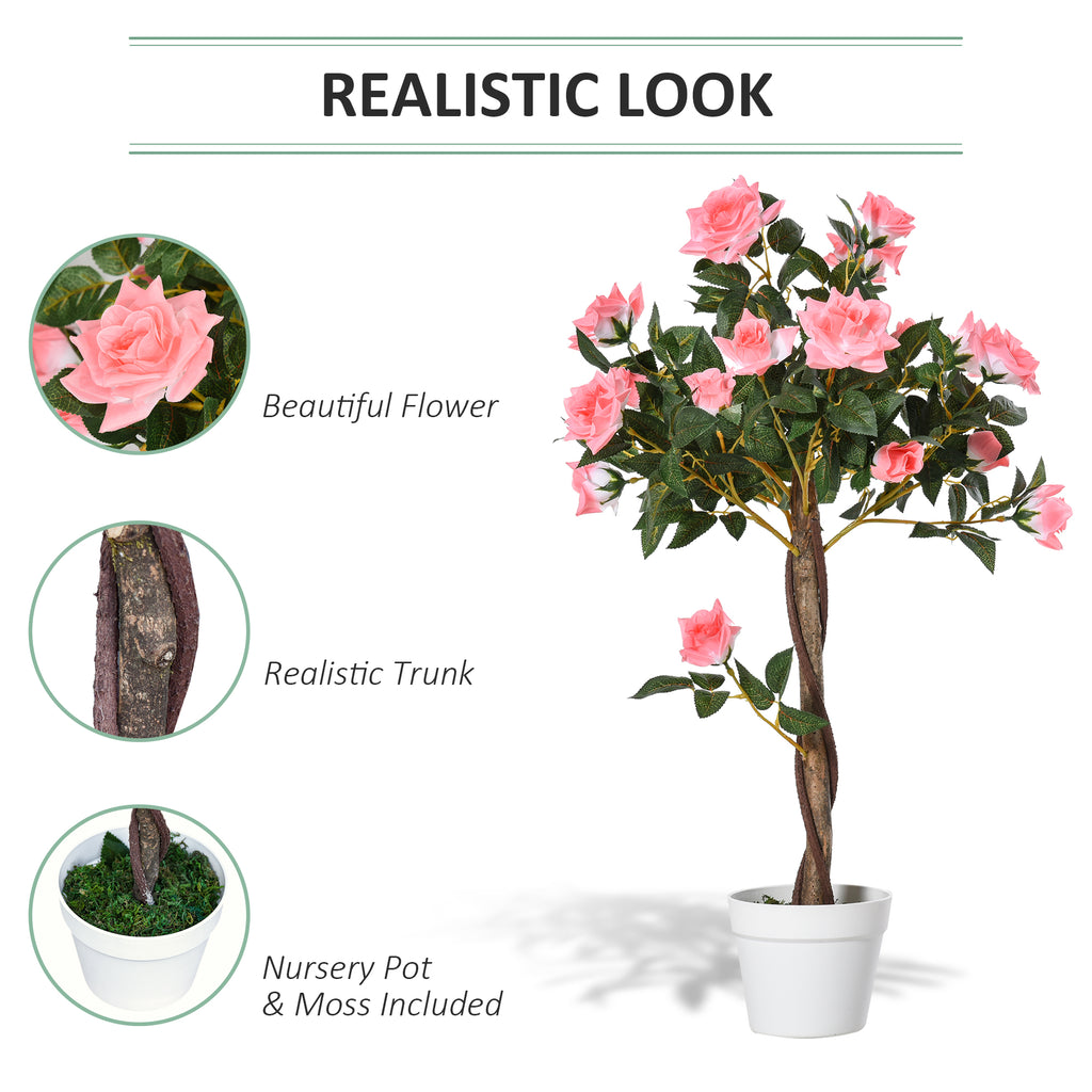 Luxury Artificial Pink Rose Tree - 90cm